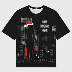 Футболка оверсайз мужская Happy Christmas Night!, цвет: 3D-принт