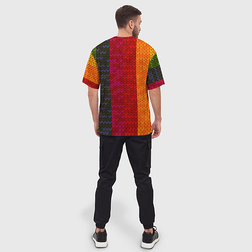 Мужская футболка оверсайз Вязаная радуга / 3D-принт – фото 4