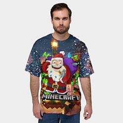 Футболка оверсайз мужская НОВОГОДНЯЯ ЁЛКА В МАЙНКРАФТ SANTA CLAUS, цвет: 3D-принт — фото 2