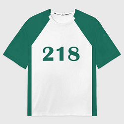 Футболка оверсайз мужская Как в Игре в Кальмара Футболка игрока 218 Чо Сан-в, цвет: 3D-принт