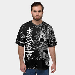 Футболка оверсайз мужская БЕЛЫЙ ДРАКОН ЯПОНИЯ WHITE DRAGON, цвет: 3D-принт — фото 2