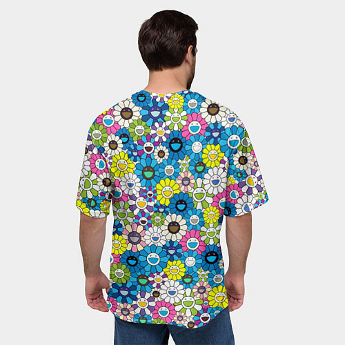 Мужская футболка оверсайз Takashi Murakami Улыбающиеся цветы / 3D-принт – фото 4