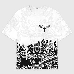 Футболка оверсайз мужская WALHALLA TEAM НА СПИНЕ БЕЛЫЙ ДРАКОН, цвет: 3D-принт