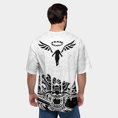 Мужская футболка оверсайз WALHALLA TEAM НА СПИНЕ БЕЛЫЙ ДРАКОН / 3D-принт – фото 4