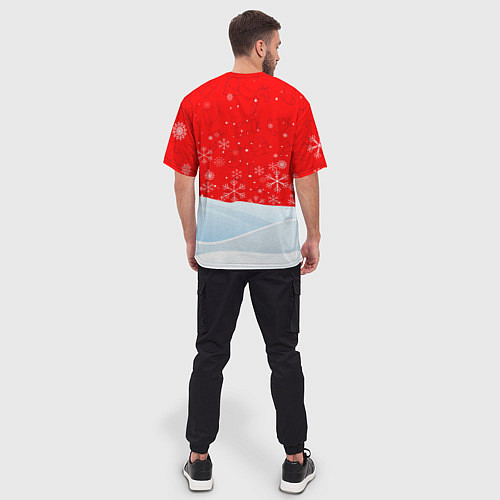 Мужская футболка оверсайз Дед Мороз с подарочным конвертом / 3D-принт – фото 4
