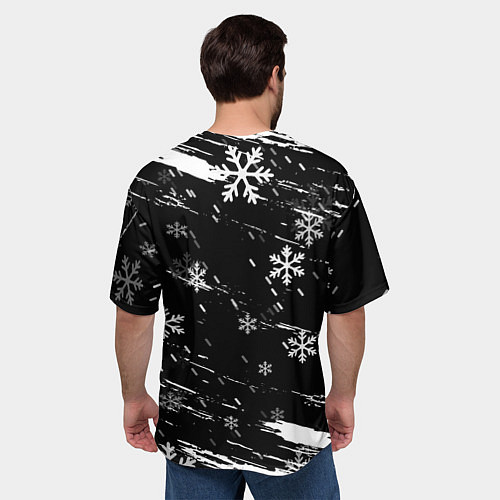 Мужская футболка оверсайз Новогодние коты в подарочном мешке / 3D-принт – фото 4