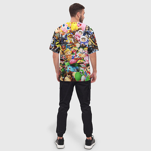 Мужская футболка оверсайз SUPER SMASH BROS ГЕРОИ ИГРЫ / 3D-принт – фото 4