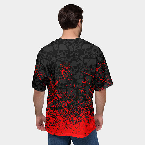 Мужская футболка оверсайз CANNIBAL CORPSE, БРЫЗГИ КРАСОК ЧЕРЕПА / 3D-принт – фото 4