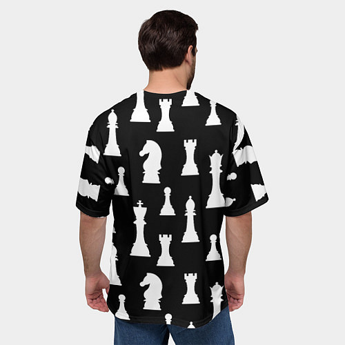 Мужская футболка оверсайз Белые шахматные фигуры / 3D-принт – фото 4