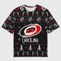 Мужская футболка оверсайз Каролина Харрикейнз Новогодний