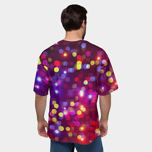 Мужская футболка оверсайз ПРАЗДНИЧНЫЕ ОГОНЬКИ НОВЫЙ ГОД 2022 / 3D-принт – фото 4