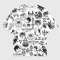 Мужская футболка оверсайз THE WITCHER LOGOBOMBING ЧЁРНО БЕЛЫЙ ВЕДЬМАК ПАТТЕР