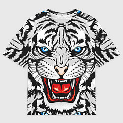 Мужская футболка оверсайз БЕЛЫЙ ТИГР СИМВОЛ НОВОГО ГОДА 2022 WHITE TIGER
