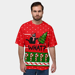 Футболка оверсайз мужская WHAT КОТИК CAT, цвет: 3D-принт — фото 2