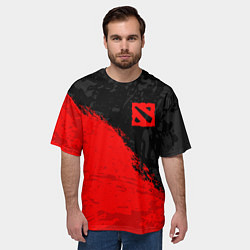 Футболка оверсайз мужская DOTA 2 RED LOGO, БРЫЗГИ КРАСОК, цвет: 3D-принт — фото 2