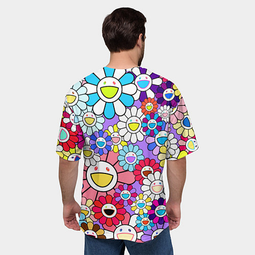 Мужская футболка оверсайз Цветы Takashi Murakami / 3D-принт – фото 4