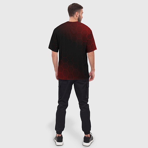 Мужская футболка оверсайз Ситроен, Citroen Красно черный соты / 3D-принт – фото 4