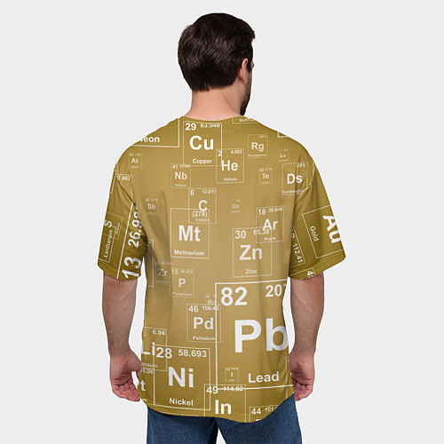 Мужская футболка оверсайз Pb - таблица Менделеева / 3D-принт – фото 4