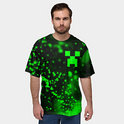 Футболка оверсайз мужская MINECRAFT - КРИПЕР - Частицы, цвет: 3D-принт — фото 2