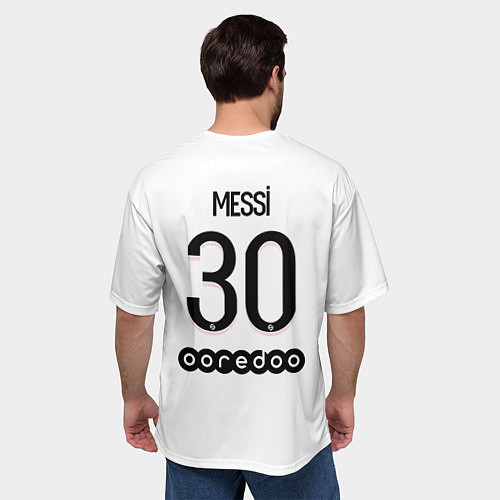 Мужская футболка оверсайз Messi 30 PSG Pink Theme / 3D-принт – фото 4