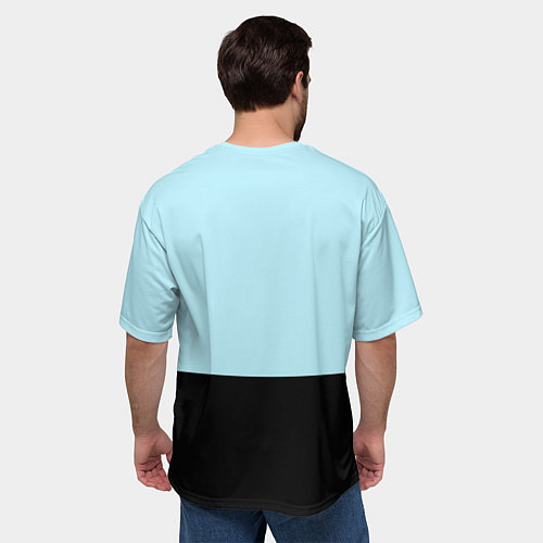 Мужская футболка оверсайз Новогодний Кот со снежинками / 3D-принт – фото 4