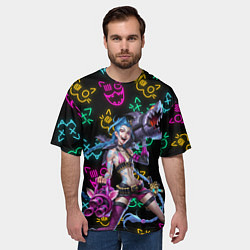 Футболка оверсайз мужская JINX ARCANE NEON MEOW! LOL, цвет: 3D-принт — фото 2