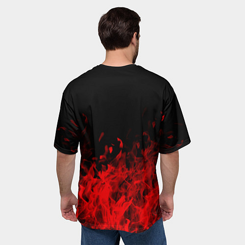 Мужская футболка оверсайз Гражданская оборона пламя / 3D-принт – фото 4