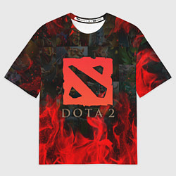 Футболка оверсайз мужская DOTA 2 ЛОГО В ОГНЕ, ПЕРСОНАЖИ, цвет: 3D-принт