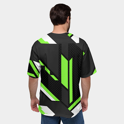 Мужская футболка оверсайз ШКОДА ГЕОМЕТРИЯ ЛИНИИ SKODA GEOMETRY SPORT / 3D-принт – фото 4