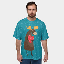 Футболка оверсайз мужская Душевный лось с сердцем, цвет: 3D-принт — фото 2