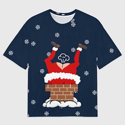Футболка оверсайз мужская САНТА КЛАУС ЗАСТРЯЛ SANTA, цвет: 3D-принт