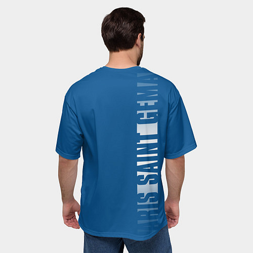 Мужская футболка оверсайз PSG PARIS SAINT GERMAIN WHITE LINE SPORT / 3D-принт – фото 4