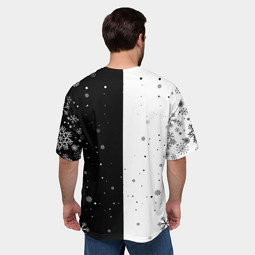 Мужская футболка оверсайз Новогодние два кота кувыркаются / 3D-принт – фото 4