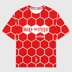 Футболка оверсайз мужская Красно-Белая Сила, цвет: 3D-принт