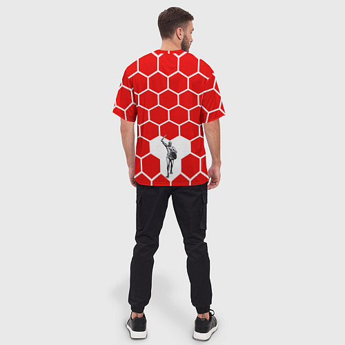 Мужская футболка оверсайз Красно-Белая Сила / 3D-принт – фото 4