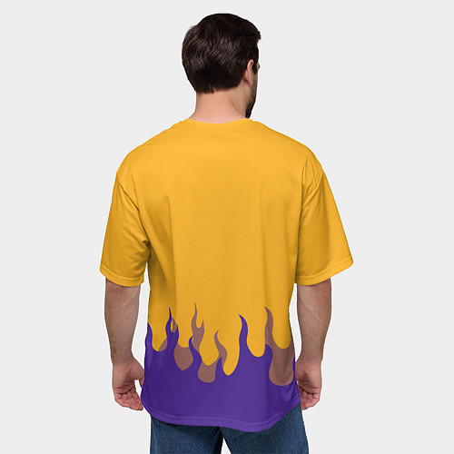 Мужская футболка оверсайз LA LAKERS NBA FIRE ЛЕЙКЕРС ОГОНЬ / 3D-принт – фото 4