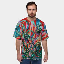 Футболка оверсайз мужская New Years fireworks, цвет: 3D-принт — фото 2