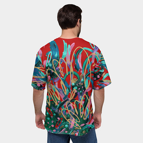 Мужская футболка оверсайз New Years fireworks / 3D-принт – фото 4