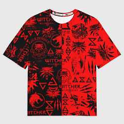 Футболка оверсайз мужская THE WITCHER LOGOBOMBING BLACK RED, цвет: 3D-принт