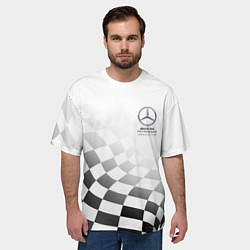 Футболка оверсайз мужская MERCEDES, МЕРСЕДЕС СПОРТ, ФИНИШНЫЙ ФЛАГ, ФОРМУЛА 1, цвет: 3D-принт — фото 2