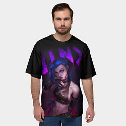 Футболка оверсайз мужская JINX ARCANE НАДПИСЬ LEAGUE OF LEGENDS, цвет: 3D-принт — фото 2