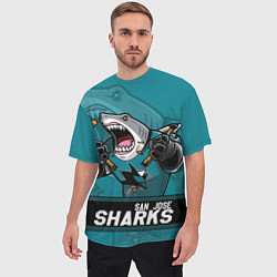 Футболка оверсайз мужская San Jose Sharks, Сан Хосе Шаркс, цвет: 3D-принт — фото 2