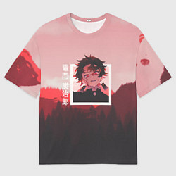 Мужская футболка оверсайз Танджиро Камадо Tanjiro Kamado , Клинок, рассекающ