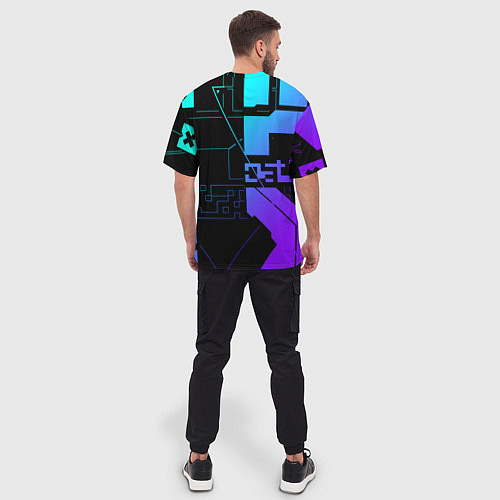 Мужская футболка оверсайз Ghostrunner Neon / 3D-принт – фото 4