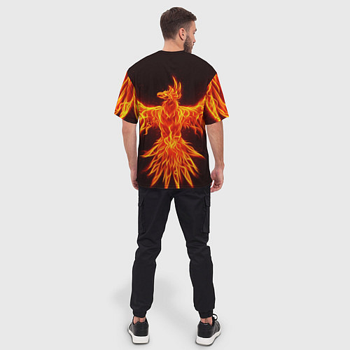Мужская футболка оверсайз ОГНЕННЫЙ ФЕНИКС FIRE PHOENIX / 3D-принт – фото 4