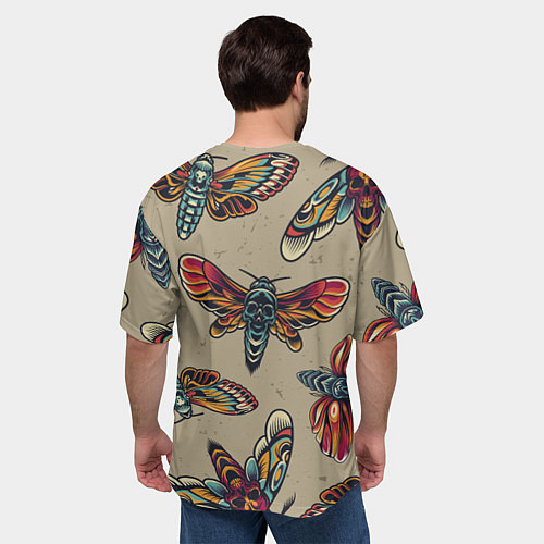 Мужская футболка оверсайз Мотыльки-черепа / 3D-принт – фото 4