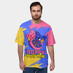 Футболка оверсайз мужская Huggy Wuggy and Kissy Missy Poppy Playtime, цвет: 3D-принт — фото 2