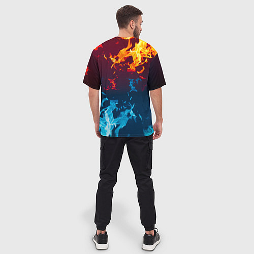 Мужская футболка оверсайз Unreal Огонь / 3D-принт – фото 4