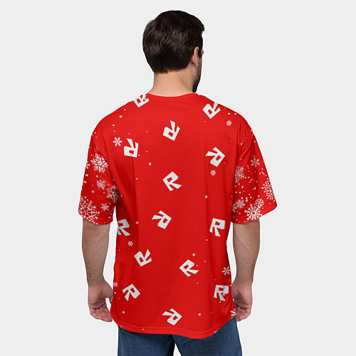 Мужская футболка оверсайз НОВОГОДНИЙ СВИТЕР ROBLOX РОБЛОКС НОВЫЙ ГОД 2022 / 3D-принт – фото 4