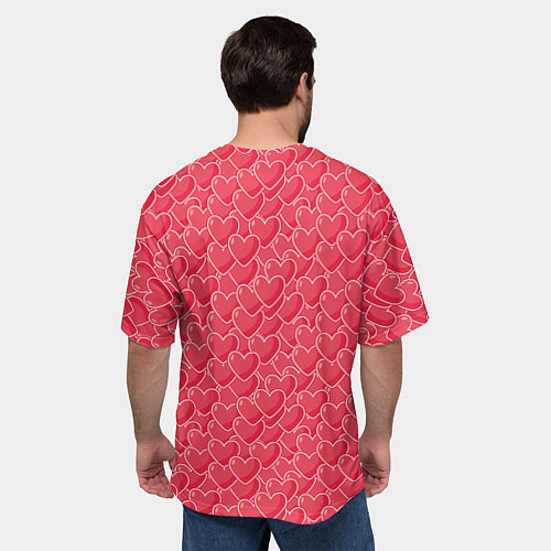 Мужская футболка оверсайз Моя Любовь сердечки / 3D-принт – фото 4